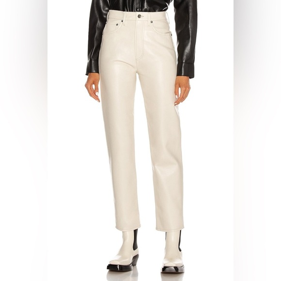 AGOLDE 90s Pinch Waist Recycled Leather Pants In Powder - Size 26 - NWT - Picture 1 of 4